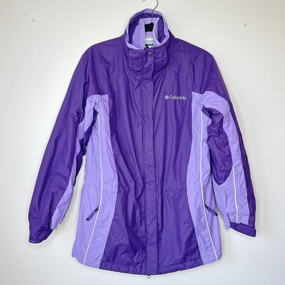 Columbia Woman's Purple 3-in-1 Interchange Jacket Medium Waterproof Hiking - Picture 1 of 11